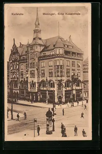 AK Karlsruhe, Restaurant Moninger Ecke Kaiserstrasse