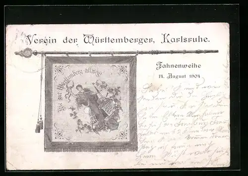 AK Karlsruhe, Fahnenweihe des Vereins der Württemberger 1904