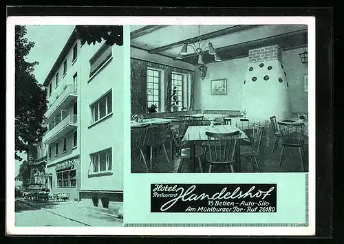 AK Karlsruhe, Hotel-Restaurant Handelshof, Am Mühlburger Tor