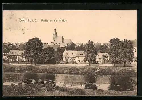 AK Rochlitz i. Sa., Partie an der Mulde