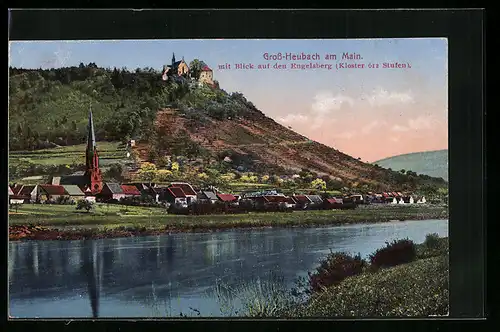 AK Gross-Heubach am Main, Ortsansicht mit Blick auf den Engelsberg