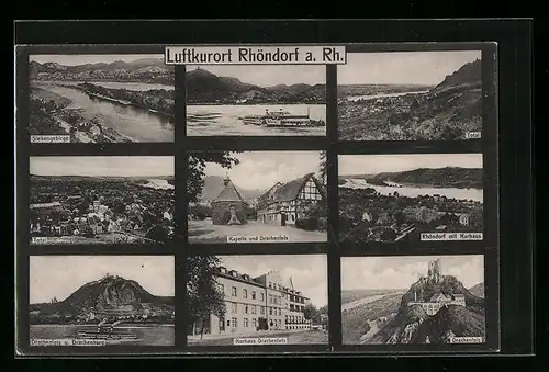 AK Rhöndorf, Kapelle und Drachenfels, Kurhaus Drachenfels