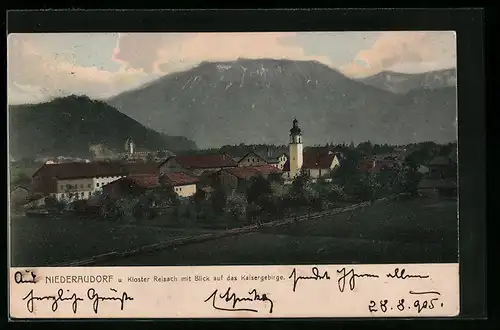 AK Niederaudorf, Kloster Reisach mit Blick auf das Kaisergebirge