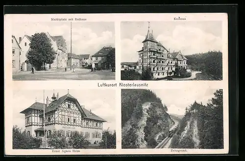 AK Klosterlausnitz, Marktplatz mit Rathaus, Ernst Agnes Heim