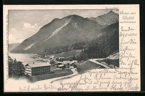 AK Urfeld, Partie am Walchensee mit Herzogstand