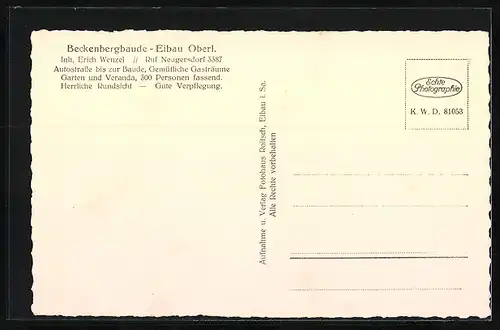AK Eibau i. Oberl., Teilansicht mit Beckenbergbaude