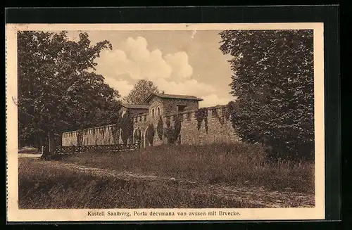 AK Kastell Saalburg, Porta decumana von aussen mit Bruecke