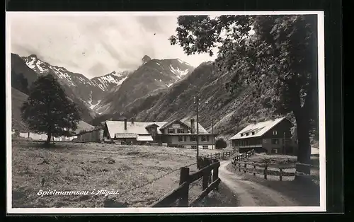 AK Spielmannsau i. Allgäu, Ortspartie zum Gasthof