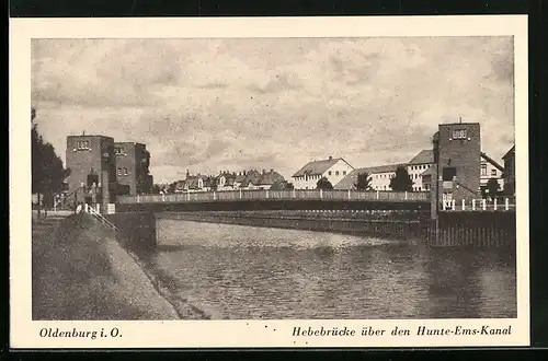 AK Oldenburg i. O., Hebebrücke über den Hunte-Ems-Kanal