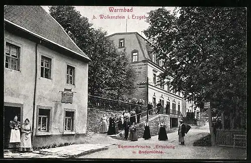 AK Warmbad, Strassenpartie am Hotel Erholung