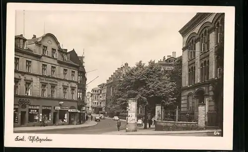 AK Kiel, Strassenpartie mit Gasthaus Schlossgarten