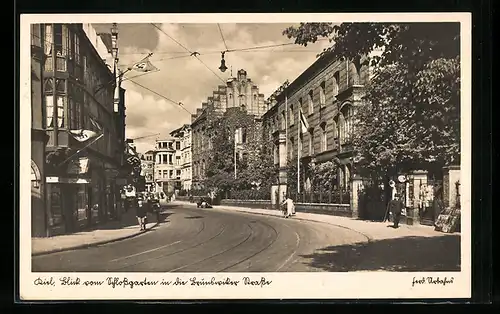 AK Kiel, Brunswiker Strasse, vom Schlossgarten gesehen