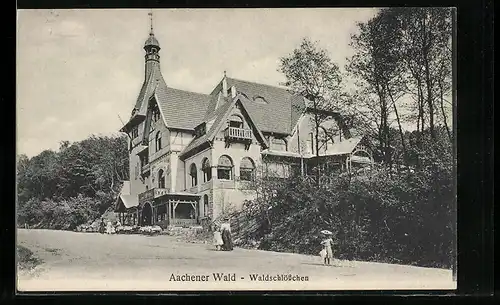 AK Aachen, Gasthaus Waldschlösschen im Aachener Wald, mit Strasse