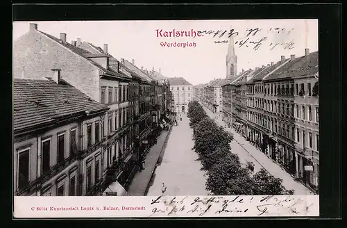 AK Karlsruhe, Strasse am Werderplatz