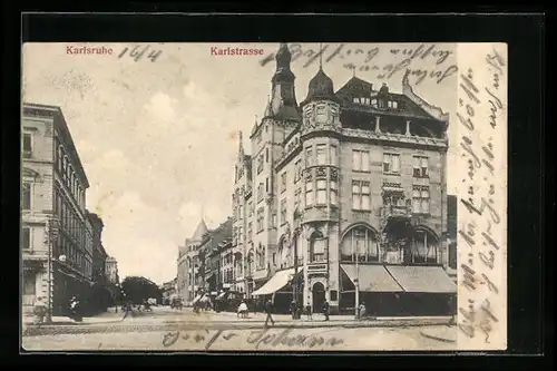 AK Karlsruhe, Einblick in die Karlstrasse