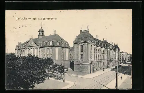 AK Karlsruhe, Karlstrasse Ecke Stephanstrasse