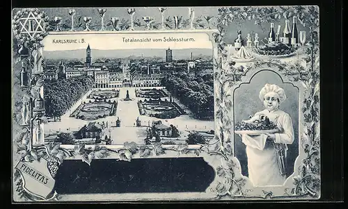 AK Karlsruhe, Totalansicht vom Schlossturm