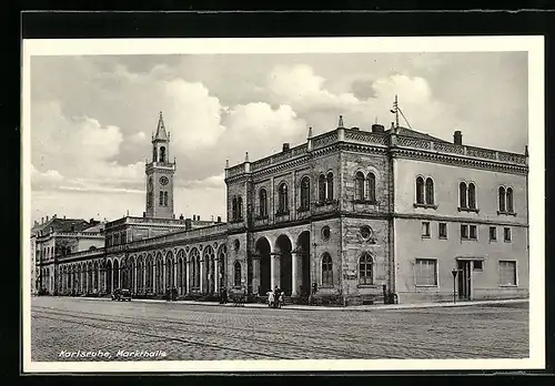 AK Karlsruhe, Strassenpartie an der Markthalle