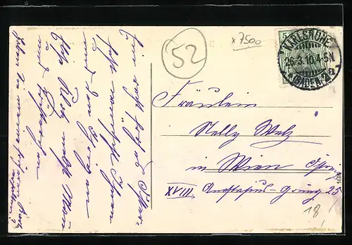 AK Karlsruhe i. B., Dragoner-Kaserne mit Strassenpartie