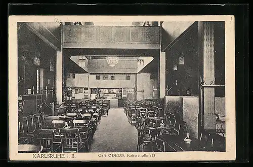 AK Karlsruhe i. B., Cafe Odeon, Kaiserstrasse 213, Innenansicht