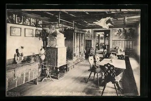 AK Karlsruhe-Daxlanden, Gasthaus zur Krone, Innenansicht