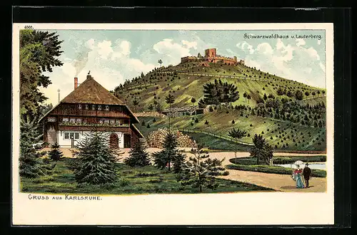 Lithographie Karlsruhe, Schwarzwaldhaus und Lauterberg