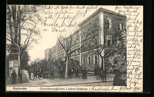 AK Karlsruhe, Grossherzogliches Lehrer-Seminar I, Litfasssäule