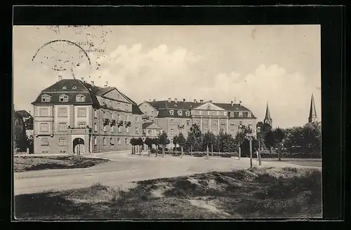 AK Karlsruhe, Strassenpartie am Haydn-Platz