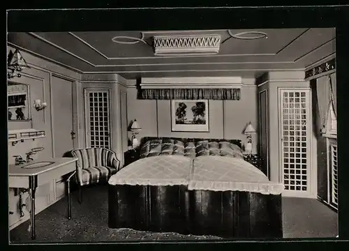 AK Passagierschiff Deutschland, Hamburg-Amerika Linie, Luxuskabine