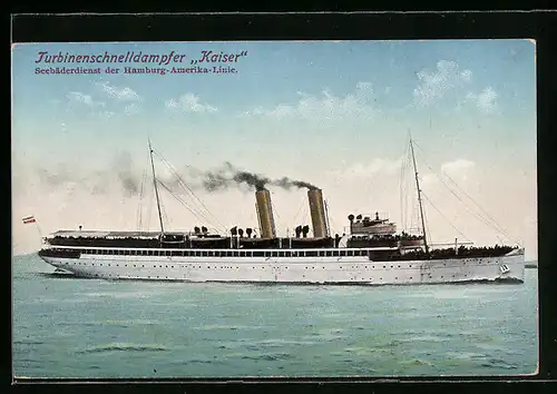 AK Turbinenschnelldampfer Kaiser, Seebäderdienst der Hamburg-Amerika-Linie