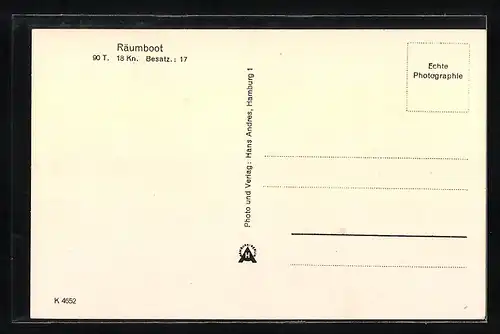 AK Räumboot mit Kennung 19 auf See