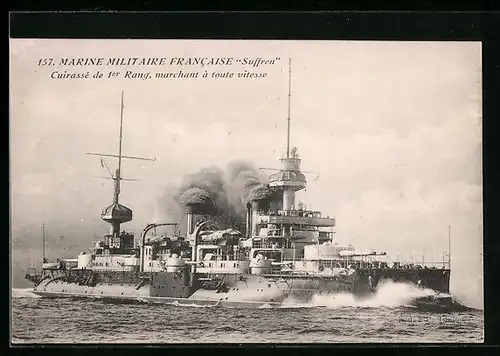 AK Marine Militaire Francaise, Suffren, Cuirasse de 1er Rang, marchant à toute vitesse