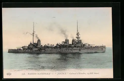 AK Justice, Cuirassé d`Escadre, französisches Kriegsschiff
