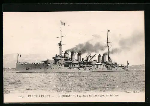 AK French Fleet, Diderot, Squadron Dreadnought, Kriegsschiff