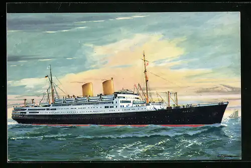 Künstler-AK W. Hoppe: MS Berlin des Norddeutschen Lloyd Bremen, Passagierdampfer