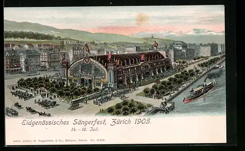 AK Zürich, Eidgen. Sängerfest 1905, Festhütte