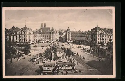 AK München, Karlsplatz mit Strassenbahn
