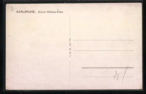 AK Karlsruhe, Kaiser Wilhelm-Platz mit Strassenbahn