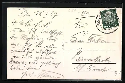 AK Karlsruhe, Strassenbahnen auf dem Bahnhofplatz