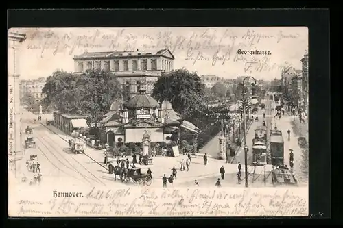 AK Hannover, Georgstrasse mit Strassenbahn