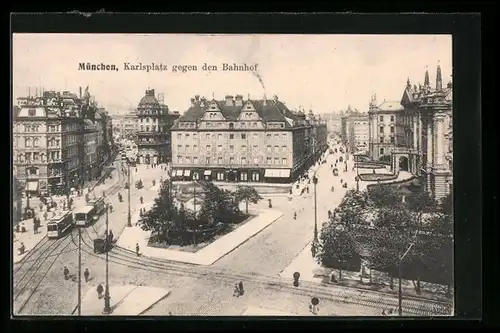 AK München, Karlsplatz aus der Vogelschau