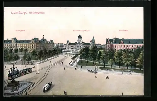 AK Hamburg, Holstenplatz mit Oberlandesgericht, Ziviljustiz und Strafjustiz, Strassenbahn