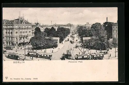AK Berlin, Potsdamer Platz mit Strassenbahn