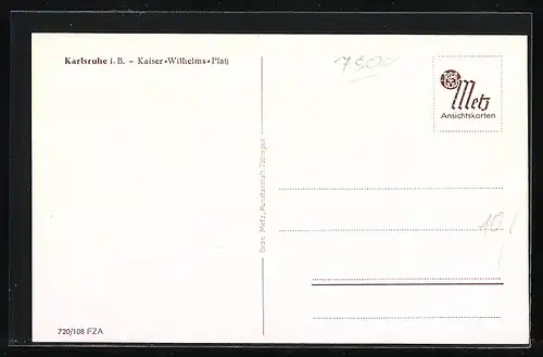 AK Karlsruhe i. B., Kaiser Wilhelms-Platz mit Strassenbahn