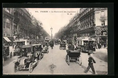 AK Paris, Le Boulevard des Capucines, Strassenbahn