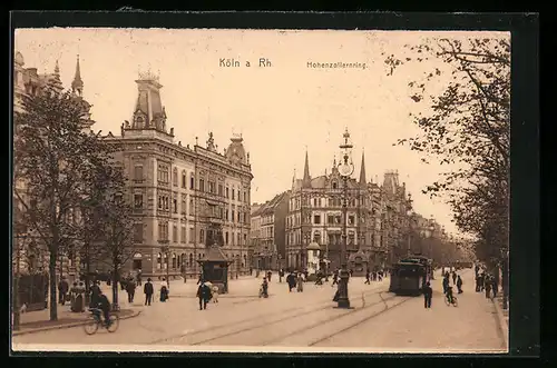 AK Köln a. Rh., Hohenzollernring mit Strassenbahn