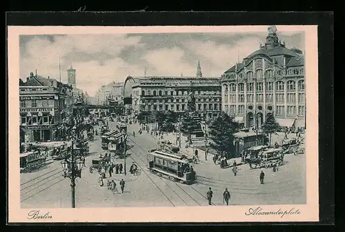 AK Berlin, Partie auf dem Alexanderplatz mit Blick zum Hochbahn-Bahnhof