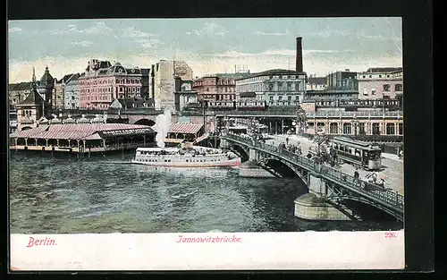 AK Berlin, Jannowitzbrücke mit Strassenbahnen