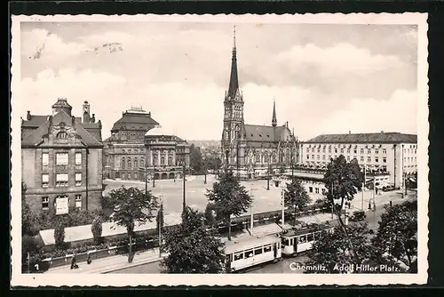 AK Chemnitz, Strassenbahn am  Platz