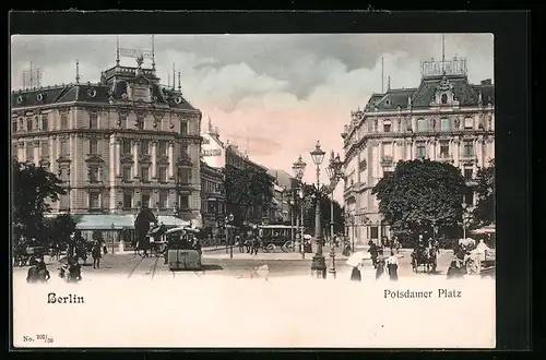 AK Berlin, Potsdamer-Platz mit Strassenbahn